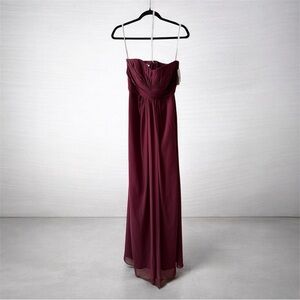 David's Bridal Strapless Burgundy Dress